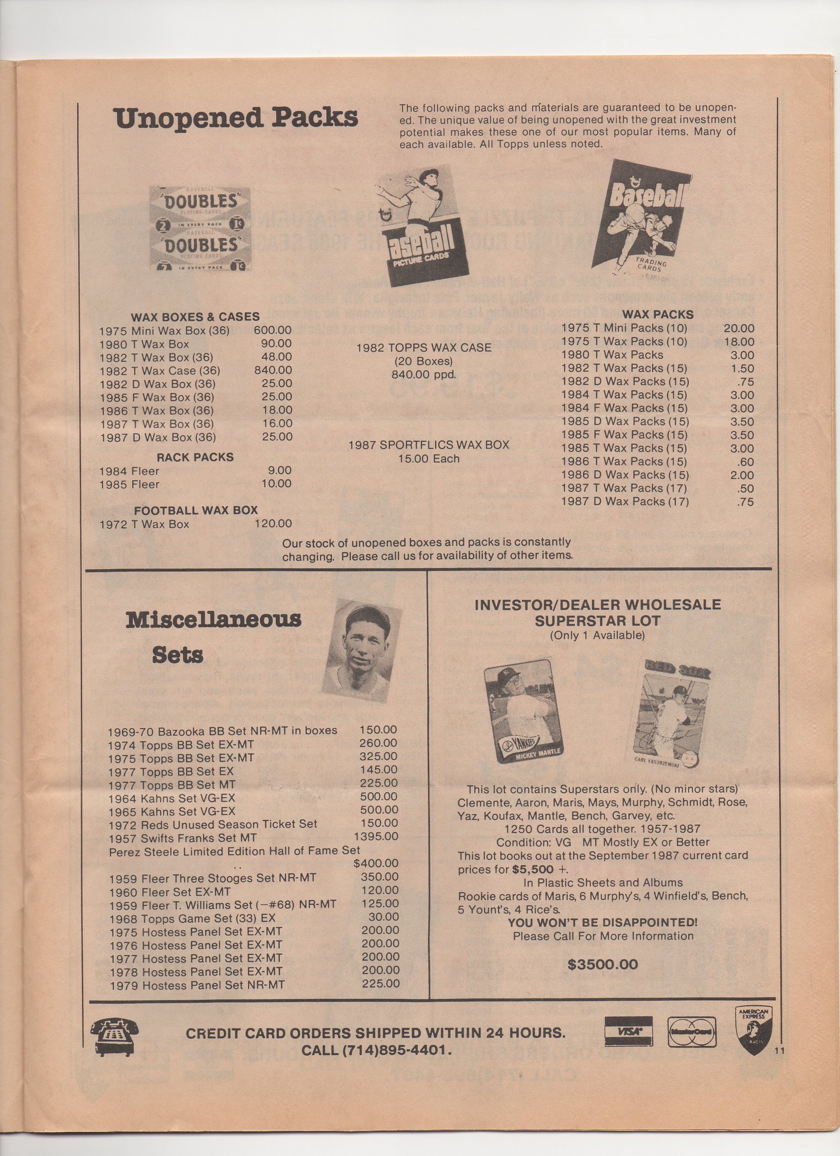 1988 sports card plus, winter/spring revised catalog
