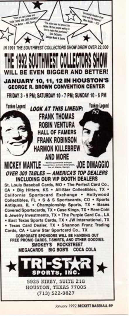 1992 southwest show, beckett, january