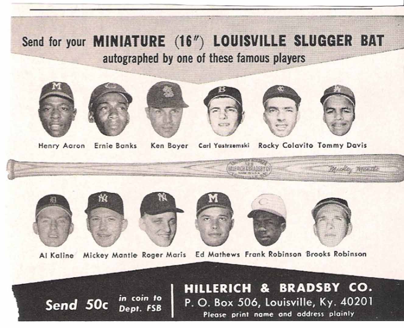 1964 H and B famous sluggers