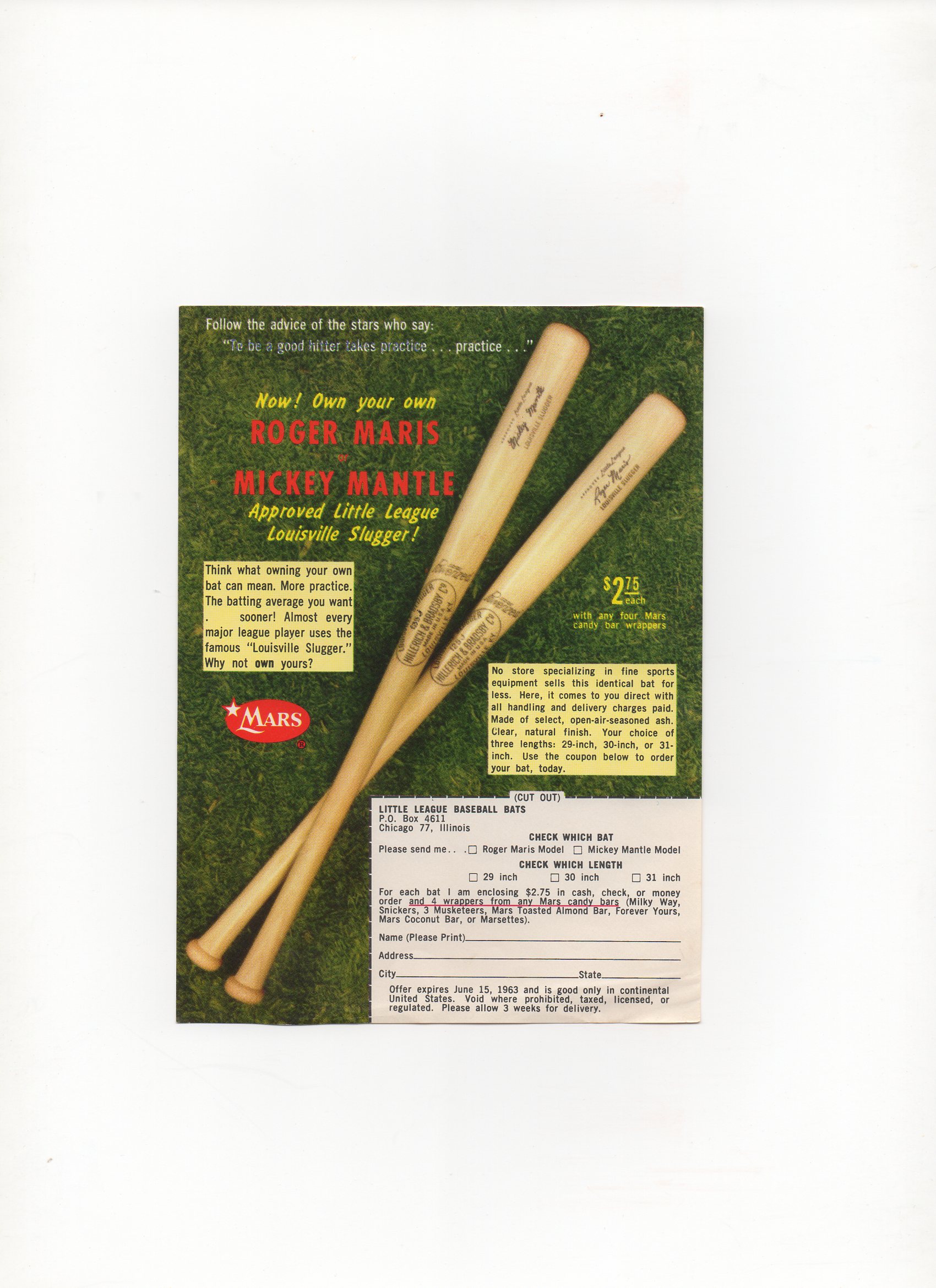 1962 sonic arts baseball tips, small flyer