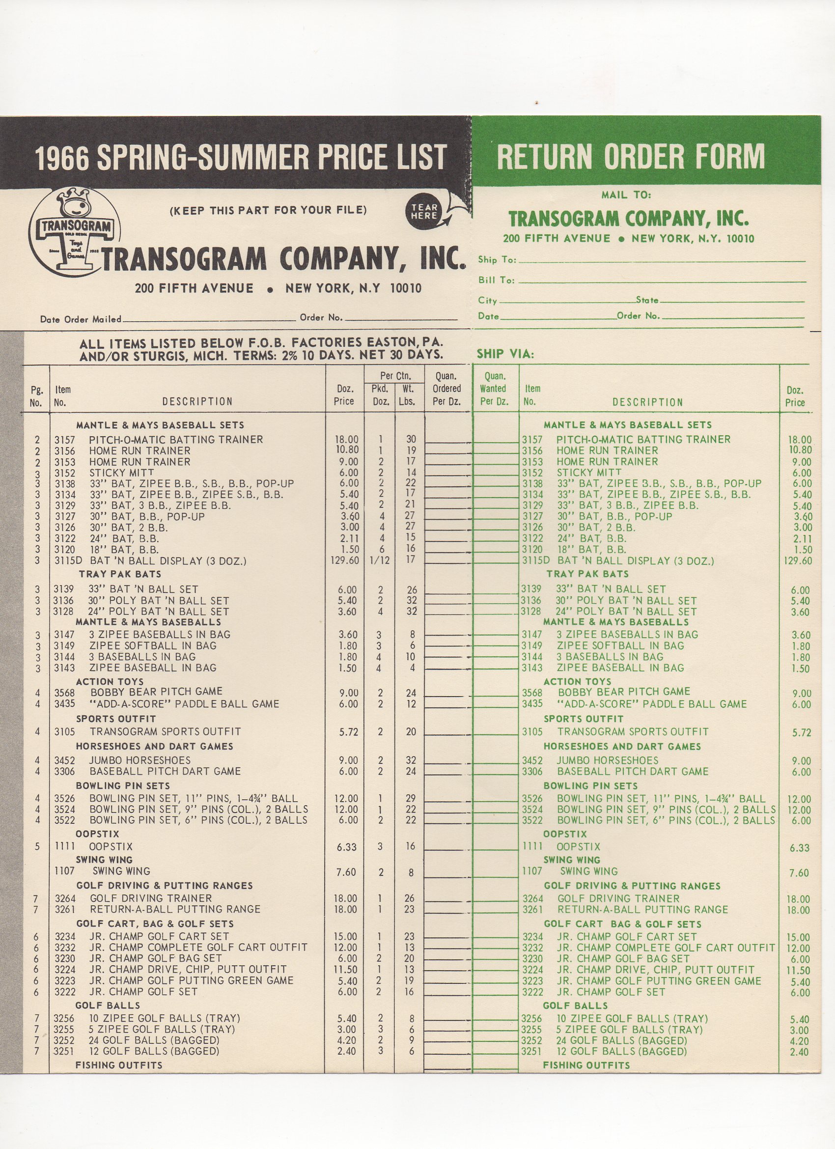 1966 transogram catalog