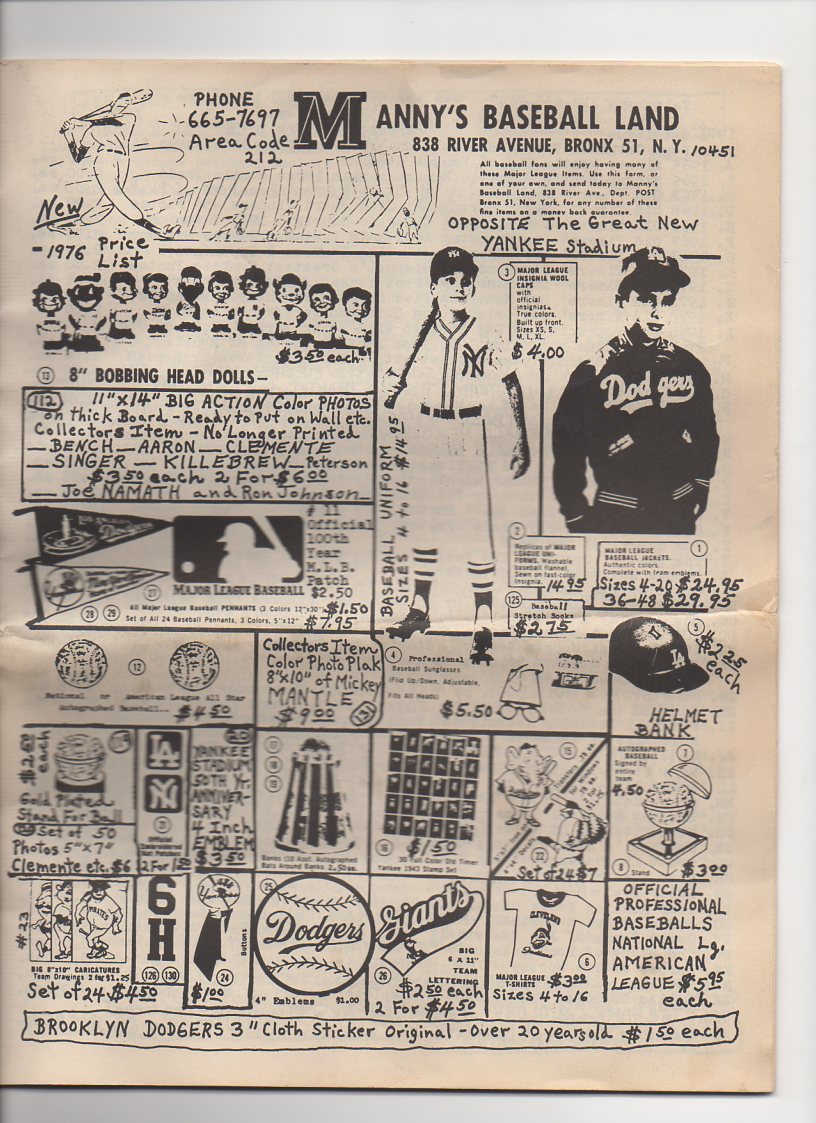 1976 mannys baseball land, bronx, n.y.