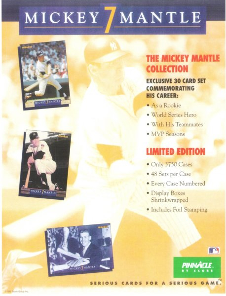 1992 mantle 3 card set Score ad