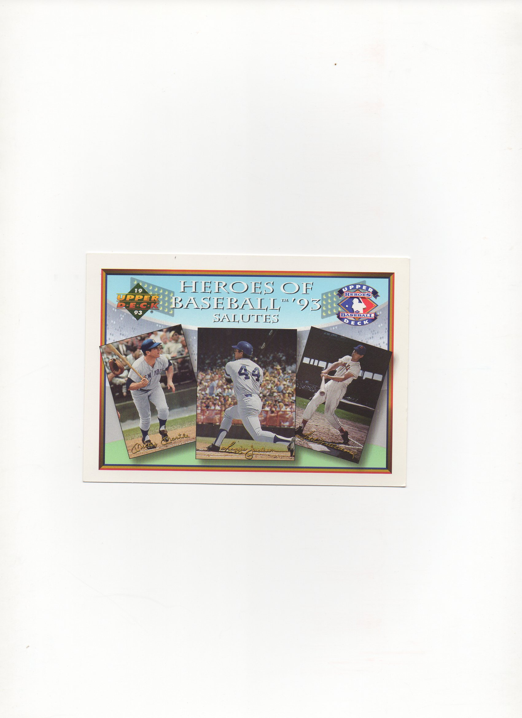1993 upper deck, heroesof baseball , limited edtion # 05733/11,600