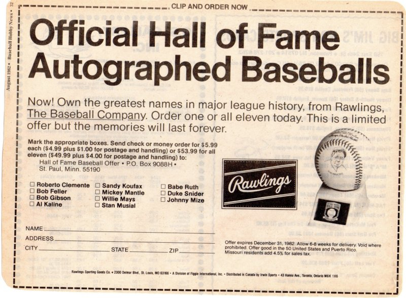 1982 baseball hobby news august
