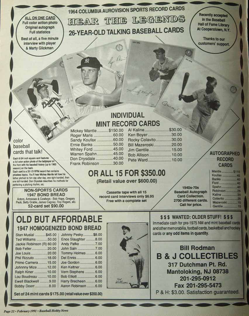 1991 baseball hobby news feb.