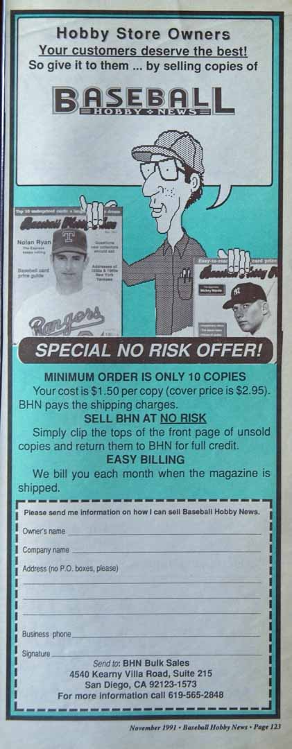 1991 baseball hobby news nov.