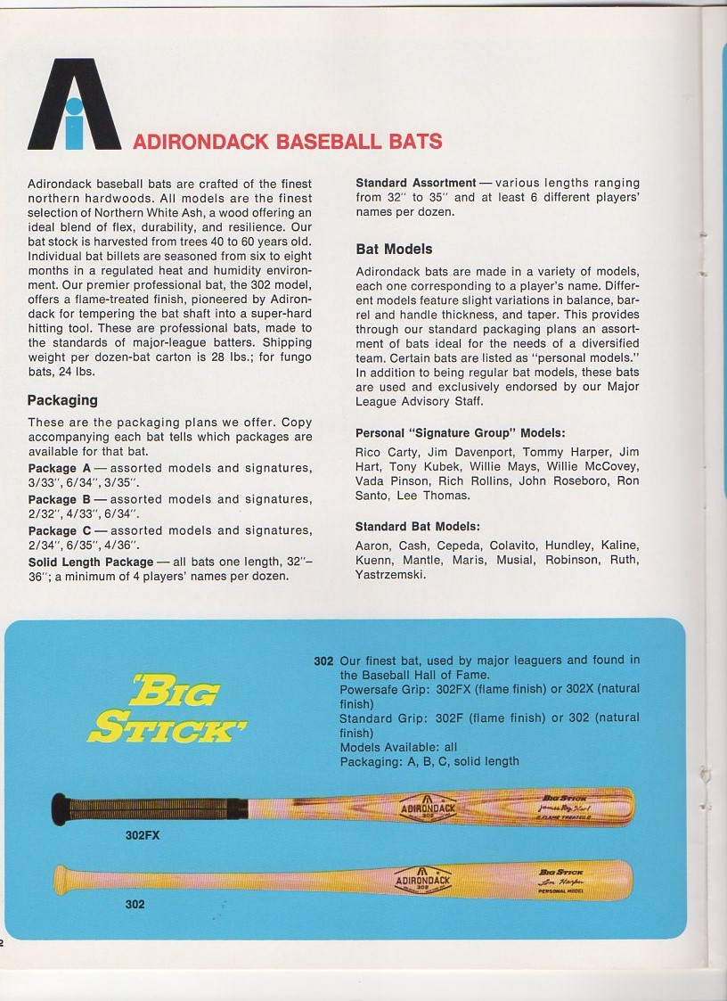 1969 adirondack bats 10 page book