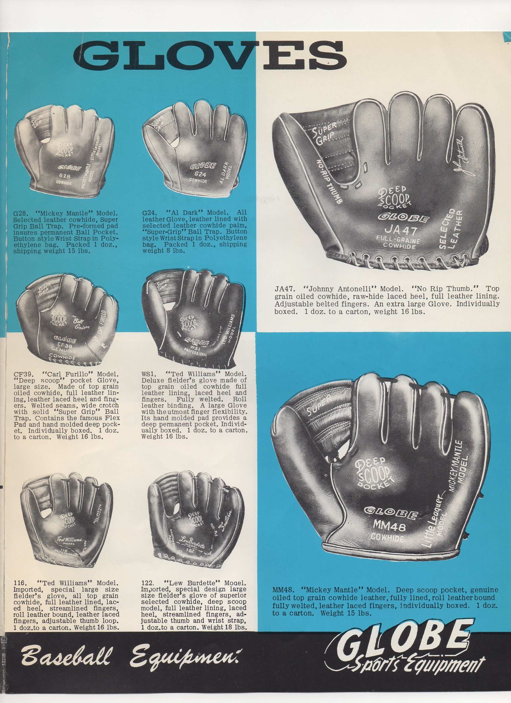1958 globe sports equipment, spring and summer
