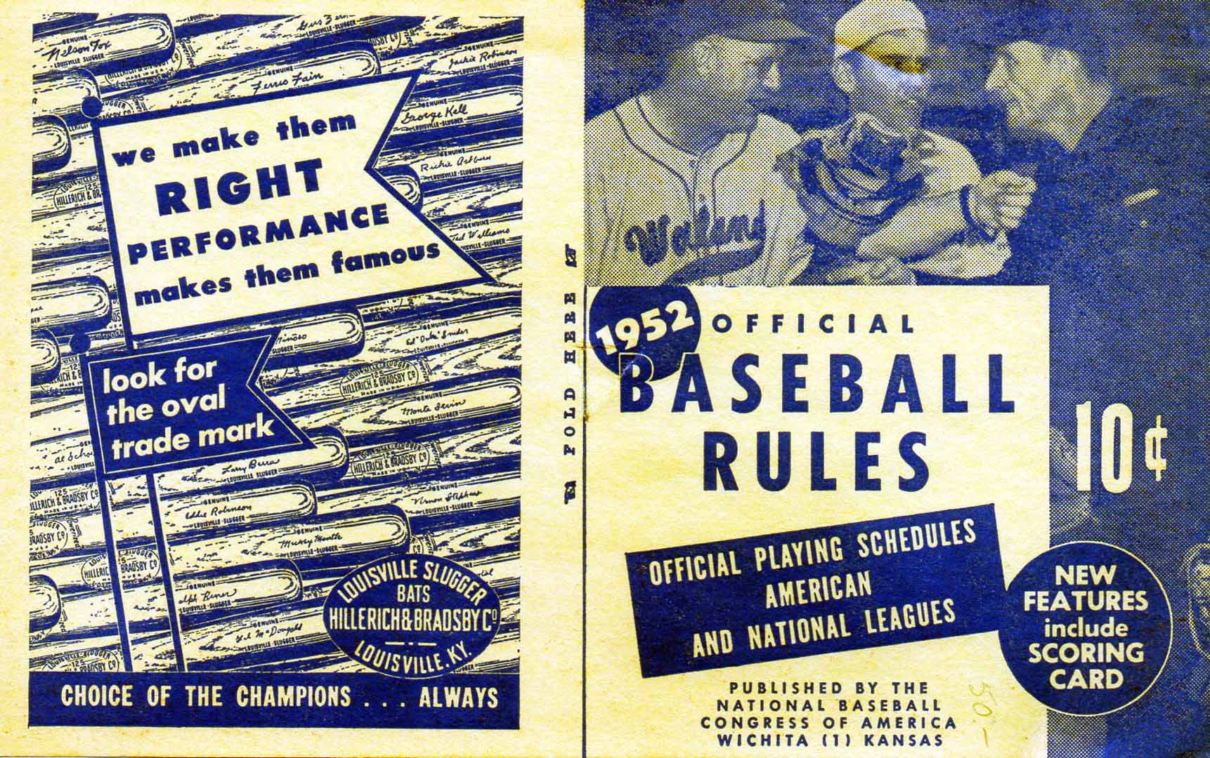 1952 official baseball rules nat bb congress wichita
