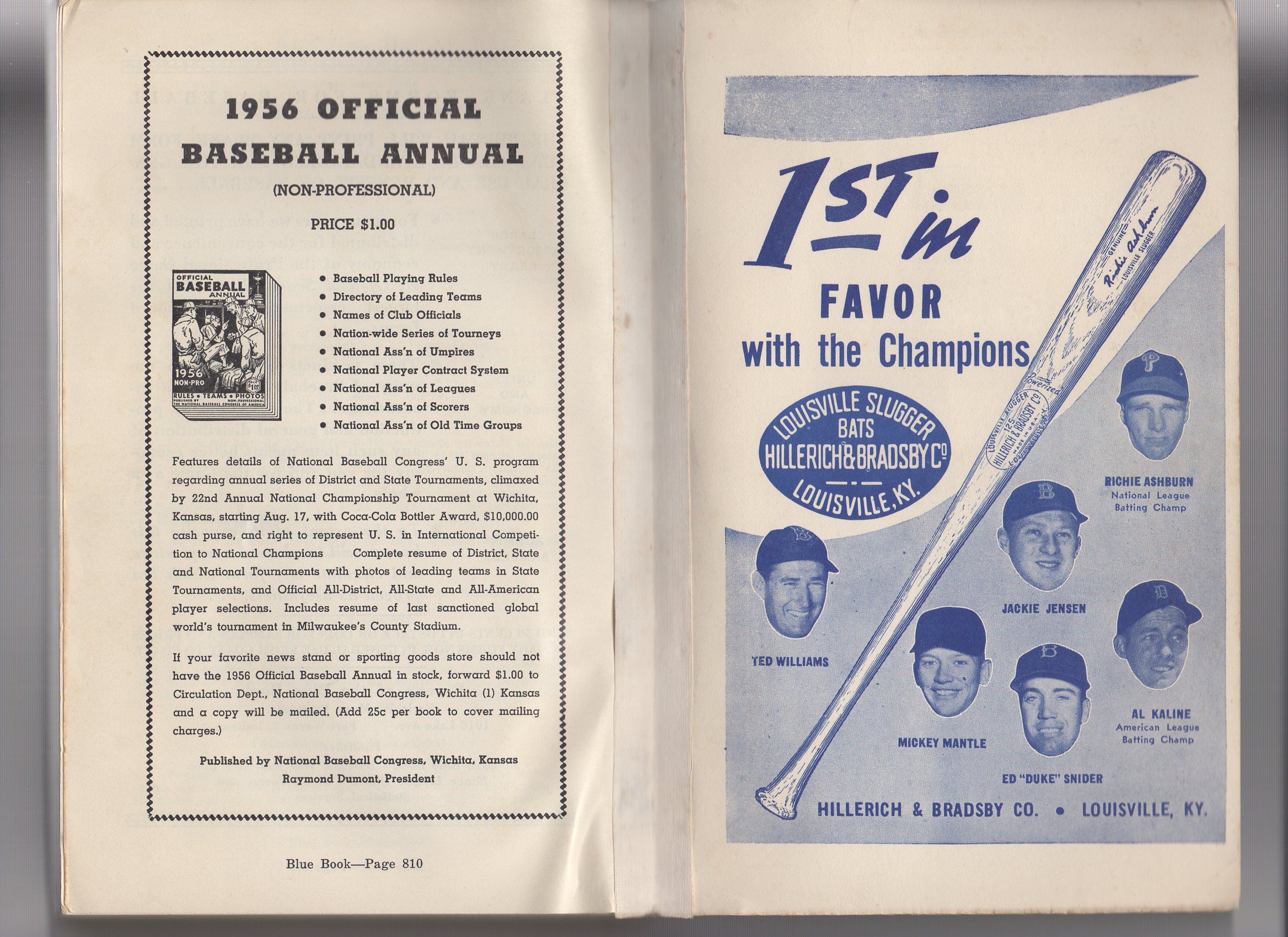 1956 the baseball blue book annual