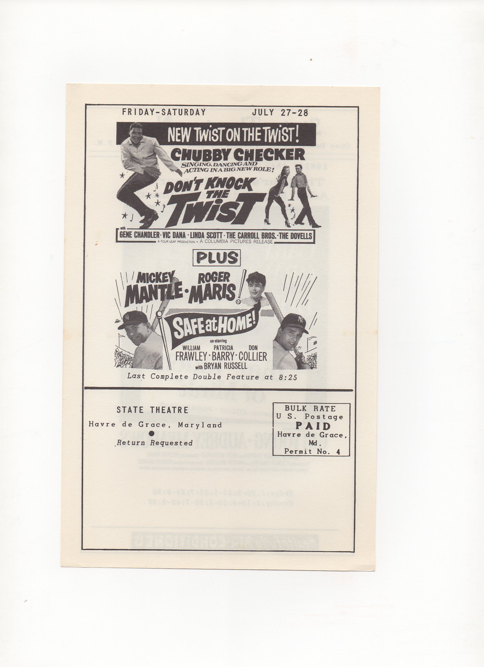 1962 state theatre, havre de grace, maryland, small mailer