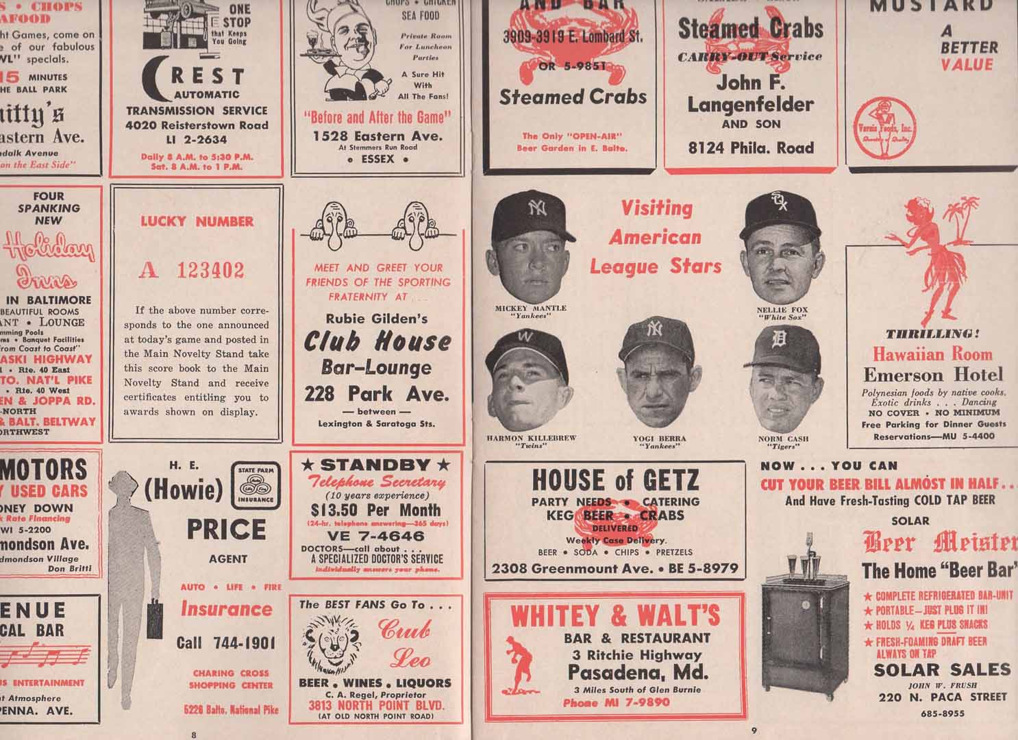 1963 oriole score card and review