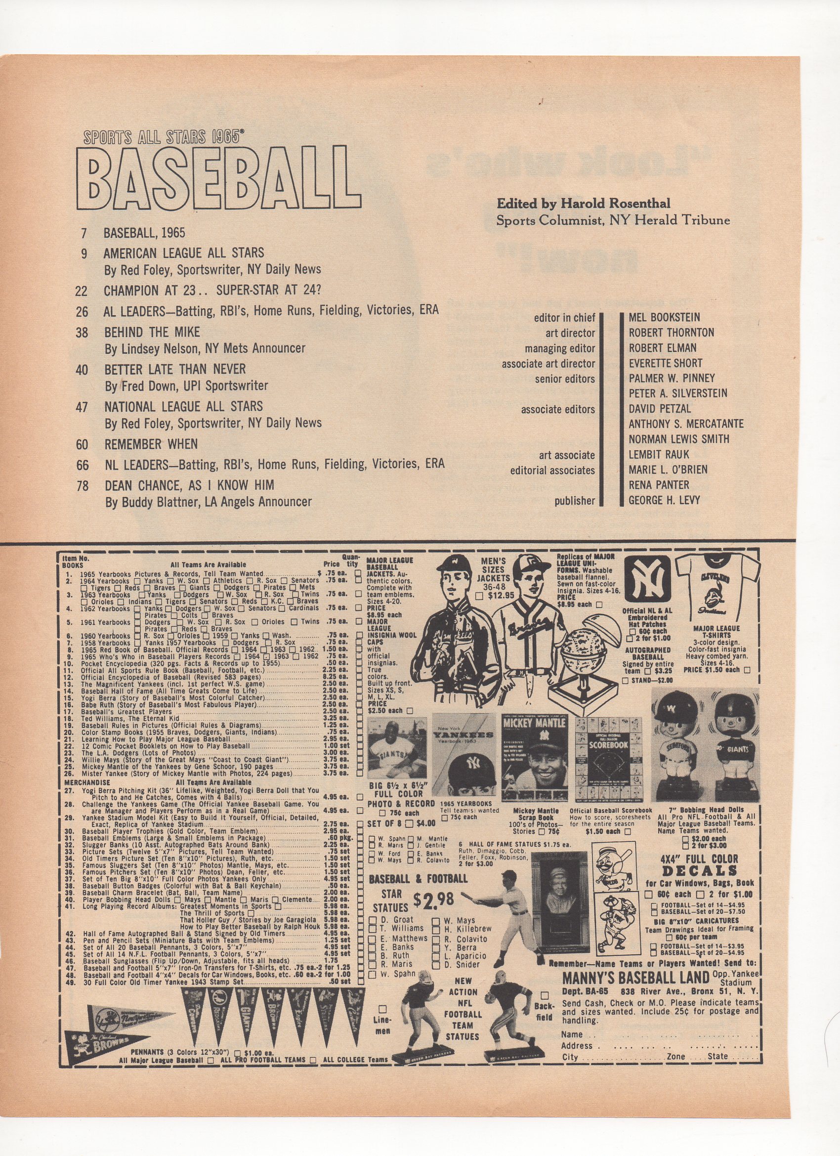 1965 baseball sports all stars, maco sports series