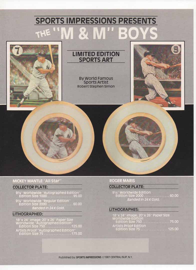 1987 sports impressions blank back flyer