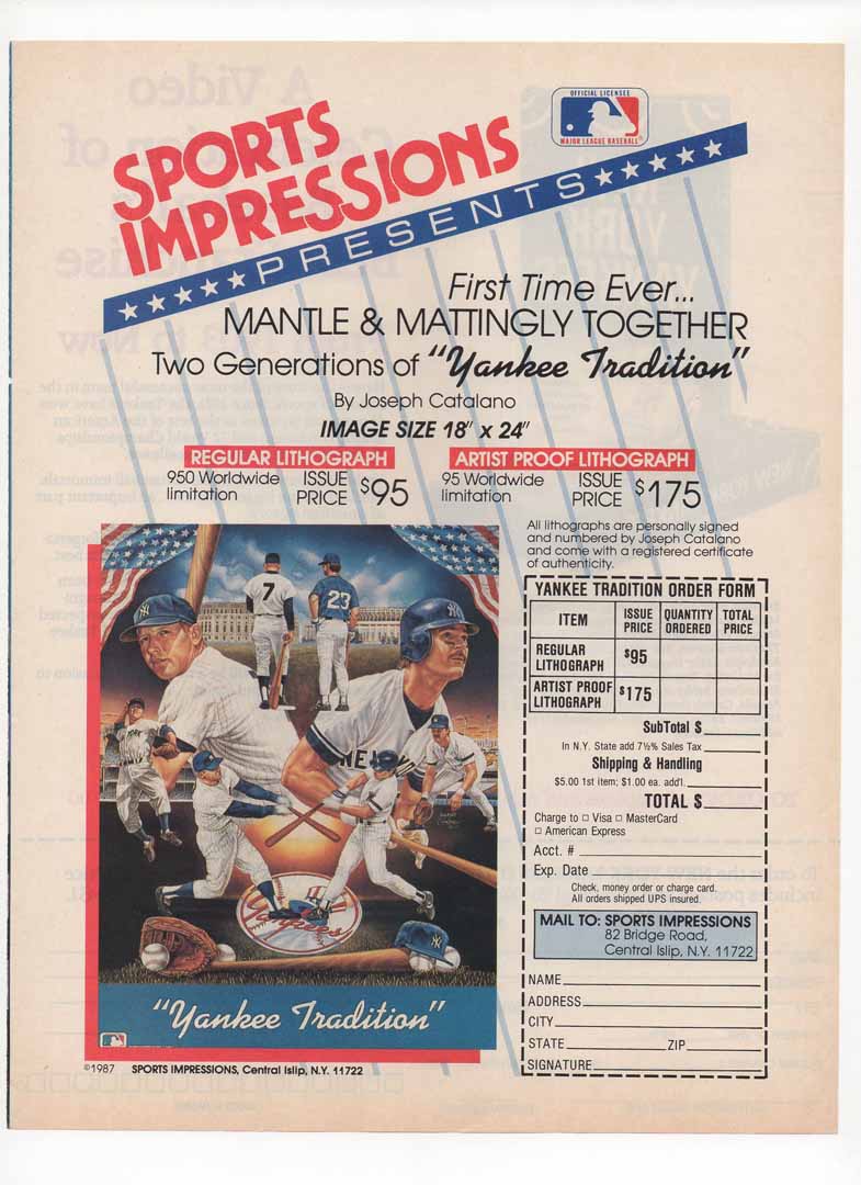 1987 yankee magazine – Mickey Mantle Ads, First Day Covers, and Cachets