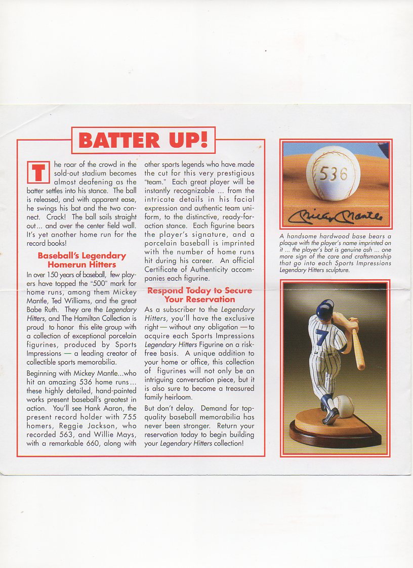 1992 sports impressions/hamilton 4 pg. flyer